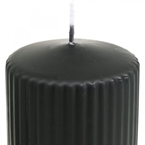 Article Bougies piliers bougie rainurée noire 70/90mm 4 pcs