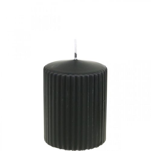 Article Bougies piliers bougie rainurée noire 70/90mm 4 pcs