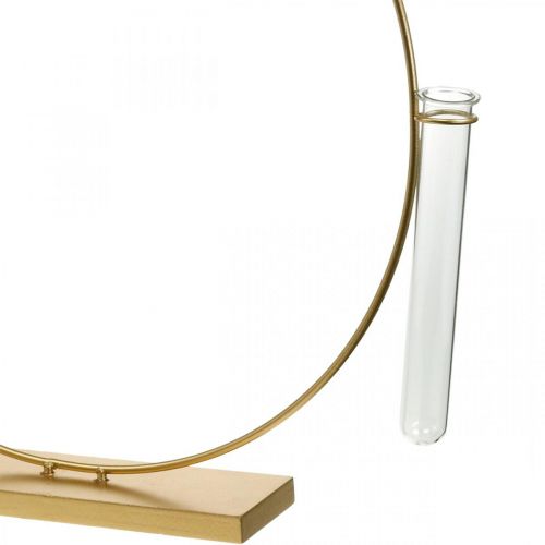Floristik24 Anneau décoratif avec support et tube à essai Anneau en métal Doré Ø35cm