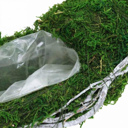 Floristik24 Bague plante couronne de mousse avec vignes et vert mousse, blanc Ø35cm