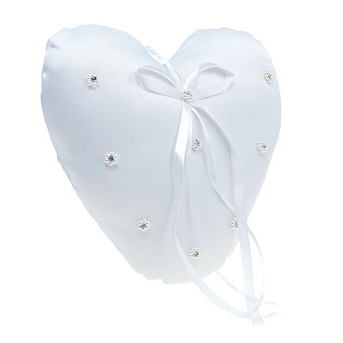 Coussin porte-alliances, coeur 18 cm blanc