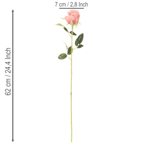 Kunstfleurs roses longues tiges 62 cm bouquet de 12 | Floristik24.fr