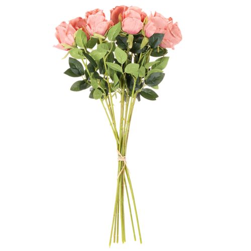 Kunstfleurs roses longues tiges 62 cm bouquet de 12 | Floristik24.fr