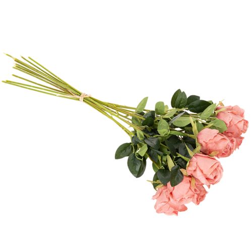 Kunstfleurs roses longues tiges 62 cm bouquet de 12 | Floristik24.fr
