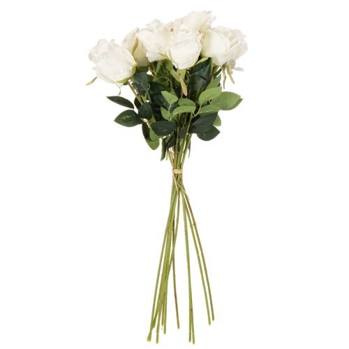 Roses artificielles blanches, longues tiges, 62 cm, 12 pièces | Floristik24.fr