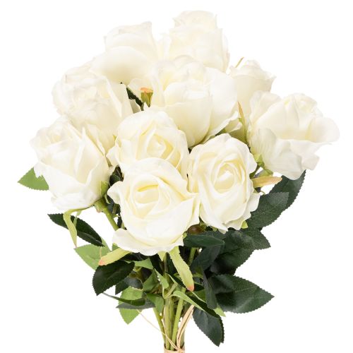Roses artificielles blanches, longues tiges, 62 cm, 12 pièces | Floristik24.fr