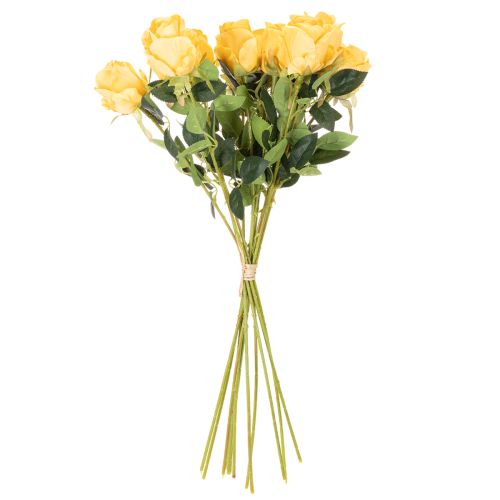 Roses artificielles jaunes à tige longue 62 cm Lot de 12 | Floristik24.fr