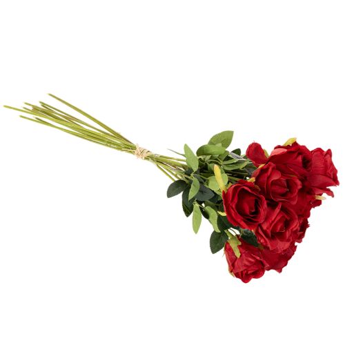 Roses artificielles rouges avec tige longue 62 cm - Lot de 12 | Floristik24.fr