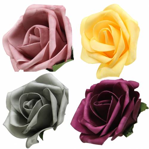Rose en mousse Ø15cm différentes couleurs 4pcs