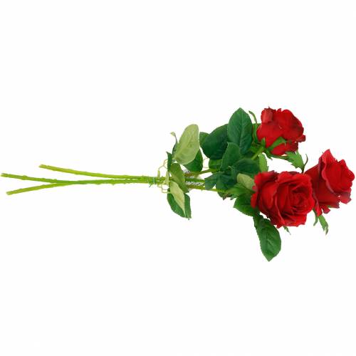 Fleurs de soie roses artificielles roses rouges 3pcs