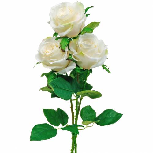 Floristik24.fr Rose Blanche sur une Tige Fleur de Soie Rose Artificielle  3pcs - acheter pas cher en ligne