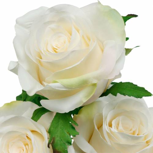 Article Rose Blanche sur une Tige Fleur de Soie Rose Artificielle 3pcs