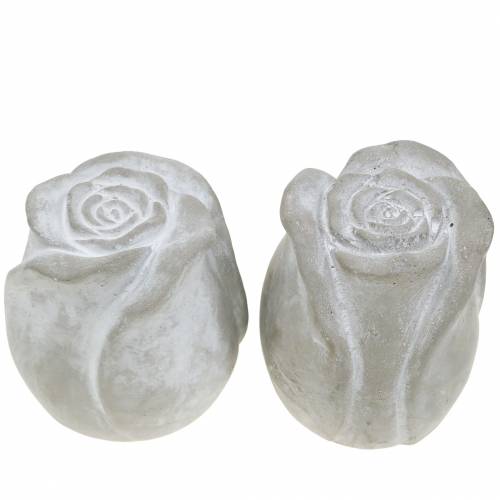 Floristik24 Rose de décoration funéraire Roses de décoration funéraire en béton H7cm 6 pcs