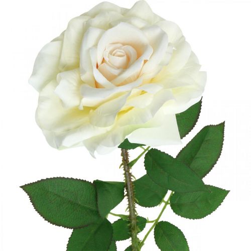 Fleur en soie, rose sur tige, plante artificielle blanc crème, rose L72cm Ø13cm