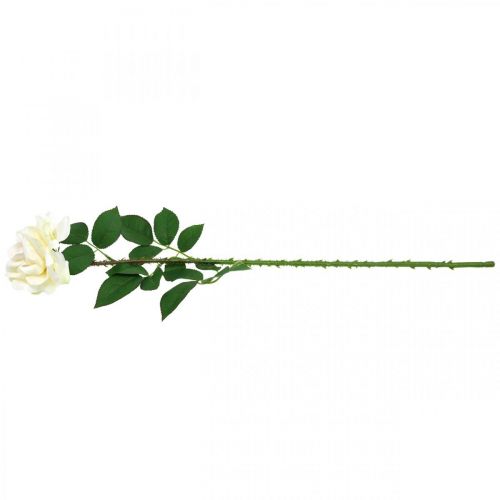Article Fleur en soie, rose sur tige, plante artificielle blanc crème, rose L72cm Ø13cm