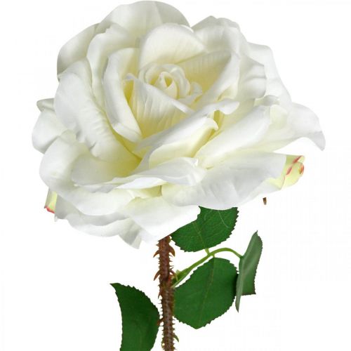 Floristik24.fr Rose Blanche Fausse Rose sur Tige Fleur de Soie Fausse Rose  L72cm Ø13cm - acheter pas cher en ligne