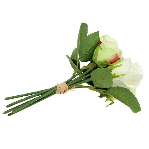 Floristik24 Bouquet de roses en blanc et vert Ø15cm L25cm