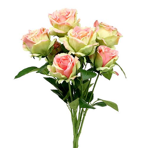 Rosier artificiel vert, rose 55cm