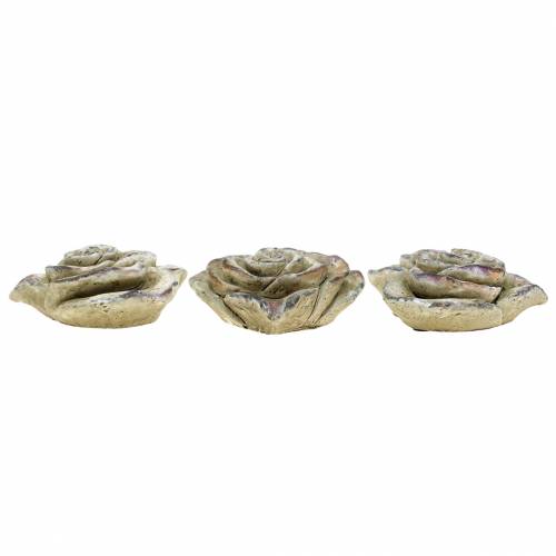 Floristik24 Coeur de rose en béton gris, violet Ø13 H5cm 3 pcs