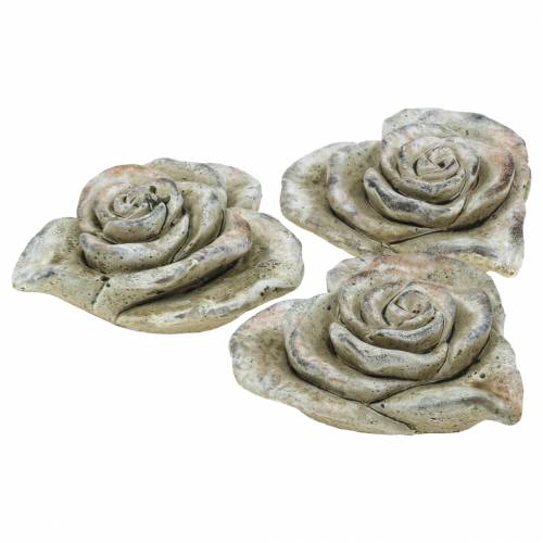 Floristik24 Coeur de rose en béton gris, abricot Ø13 H5cm 3 pcs