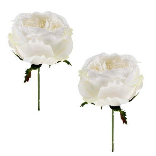 Floristik24 Fleur de rose blanche 17cm 4pcs