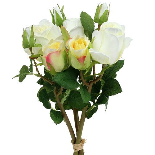 Bouquet de roses artificielles en crème 40cm