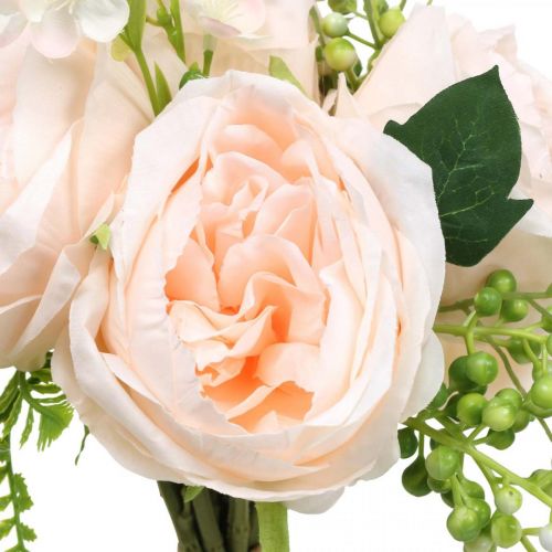Article Bouquet de roses artificielles, bouquet de fleurs en soie, roses en bouquet, bouquet de roses artificielles rose L28cm