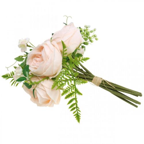 Article Bouquet de roses artificielles, bouquet de fleurs en soie, roses en bouquet, bouquet de roses artificielles rose L28cm