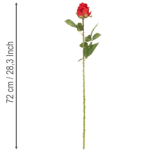 Branche de rose en soie, rose artificielle rouge 72 cm, lot de 3 | Floristik24.fr