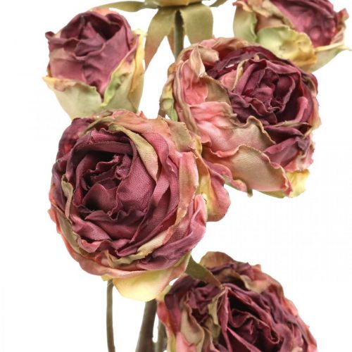 Floristik24 Rose artificielle, décoration de table, fleur artificielle rose, branche de rose aspect antique L53cm