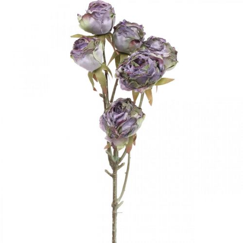 Branche de Rose Fleur de Soie Décoration de Table Art Rose Violet Antique L53cm