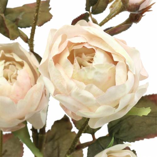 Branche de rose artificielle blanc crème 76cm