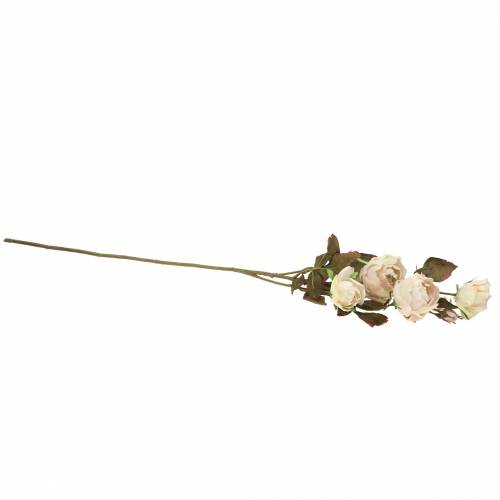 Branche de rose artificielle blanc crème 76cm