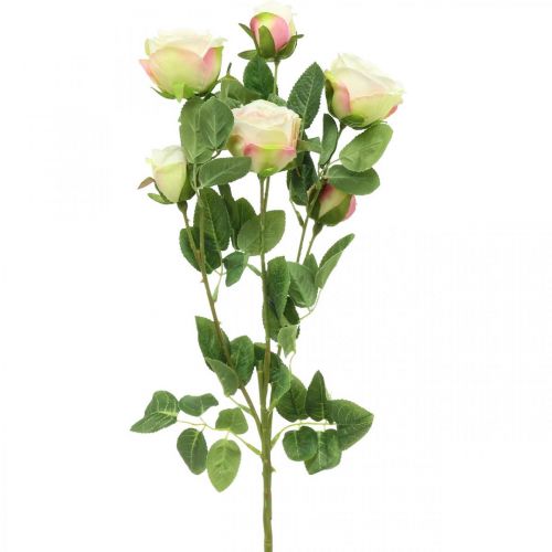 Article Branche de rose, roses en soie, branche artificielle rose, crème L66cm Ø3/5cm