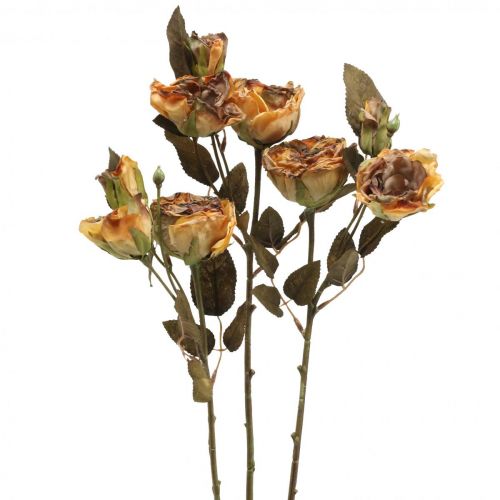 Floristik24 Bouquet de roses déco fleurs artificielles bouquet de roses jaune 45cm 3pcs