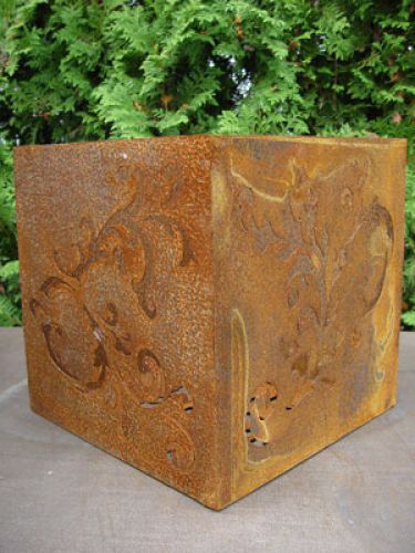 Floristik24 Cube baroque en métal rouillé, 33 cm x 33 cm
