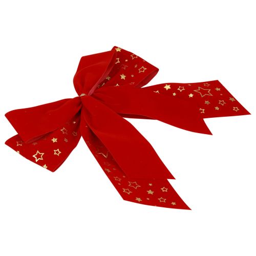 Article Nœud décoratif rouge étoiles de Noël extérieur 21 cm 2 pièces