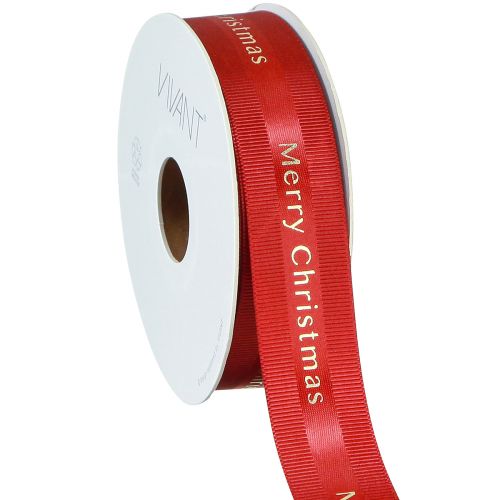 Ruban de Noël rouge avec inscription dorée &quot;Joyeux Noël&quot;, largeur 25 mm, longueur 20 m