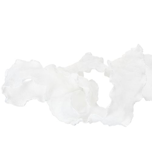 Ruban d'organza blanc à volants, ruban décoratif, 25 mm de large, 10 m de long | Floristik24.fr