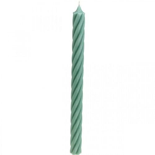 Bougies rustiques, uni, vert, 350/28mm, 4 pièces