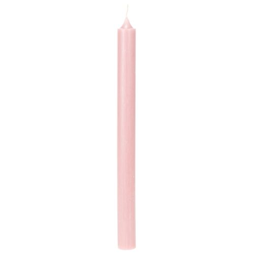 Bougies coniques rustiques teintées dans la masse rose 350x28 mm, lot de 4