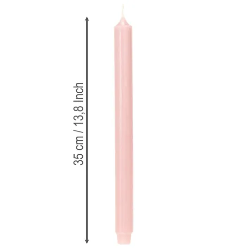 Bougies Rustiques Roses en Cire Colorée Masse 350x28mm Lot de 4 | Floristik24.fr