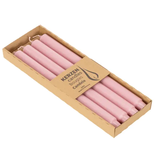 Bougies Rustiques Roses en Cire Colorée Masse 350x28mm Lot de 4 | Floristik24.fr