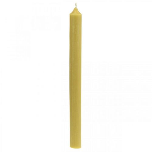 Floristik24 Bougies rustiques bougies en bâton hautes de couleur unie jaune 350/28mm 4 pièces