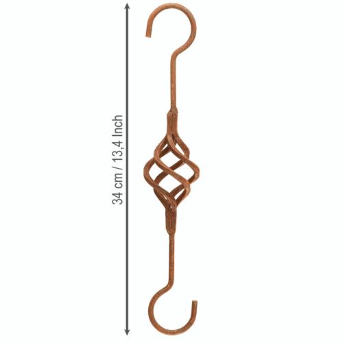 Article Crochet en S Déco métal rustique Rouille aspect antique 34cm