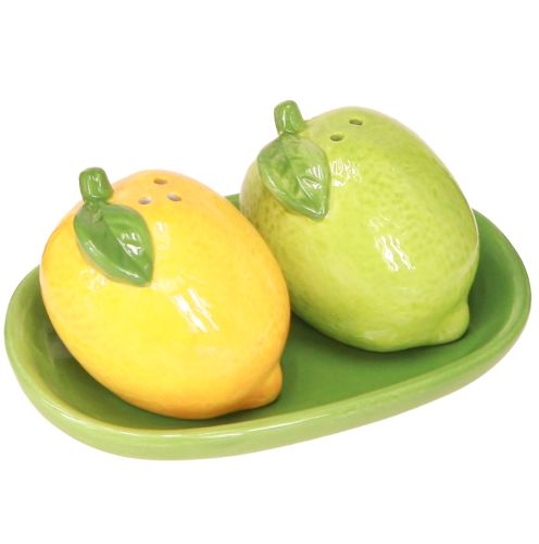 Floristik24 Salière et poivrière en céramique décor citron vert 13×8cm