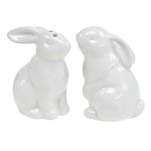 Floristik24 Salière et poivrier lapin blanc 1P.