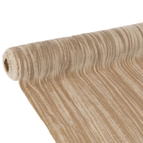 Tissu décoratif en velours froissé beige 25 cm x 2 m acheter | Floristik24.fr