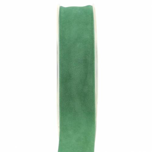 Floristik24 Ruban velours vert 25mm 7m