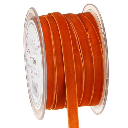 Floristik24 Ruban décoratif en velours orange foncé 10 mm 20 m